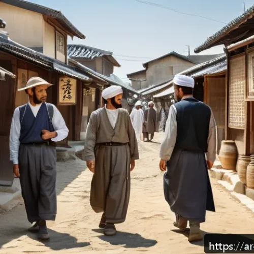 일제 강점기 공무원의 역할과 영향 - A detailed historical scene depicting local administrative employees during the Japanese occupation ...
